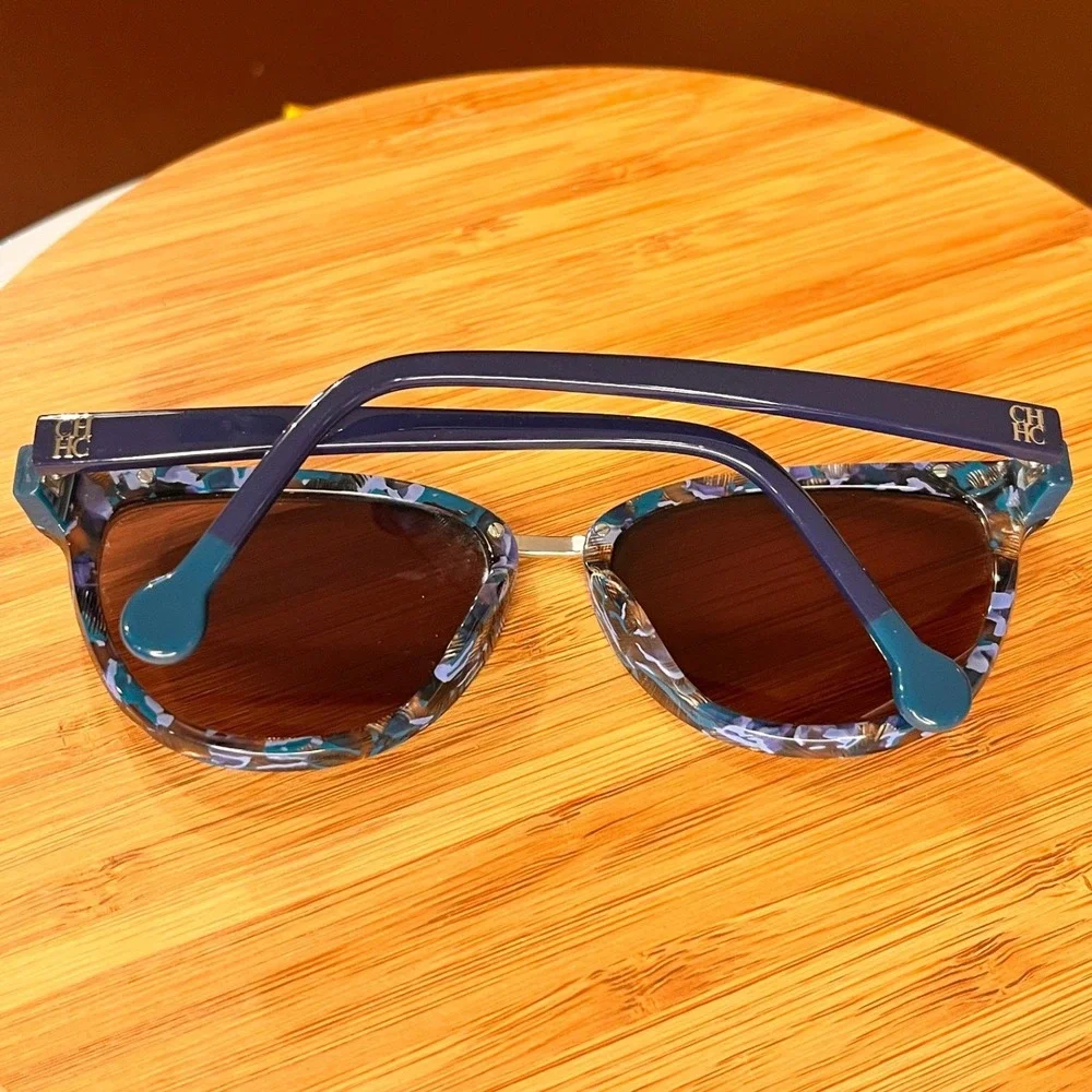 Carolina Herrera SHE688 Blue Marbled Cat Eye Sunglasses Frames Only